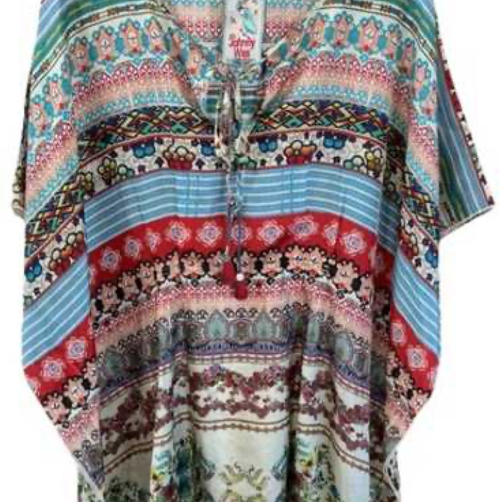 Johnny Was Vibrant Striped Tunic Top